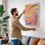 Spiral Chromatic Dance Geometric 1 Piece Wrapped Canvas Wall Art-777938416-777938417