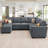 Latitude Run® U Shaped Sleeper Sectional Modular Sofa Bed With Storage Chaise-1740153016