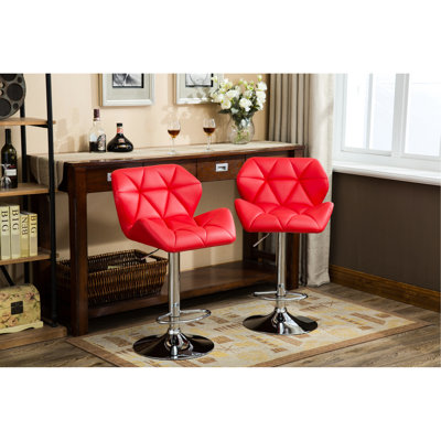 Adjustable Height Stools ( Of 2) - Hydraulic, Pu Leather Seat, Foot Rest For Enhanced Seating Comfort And Relaxation 2 Contemporary Hydraulic Height, A Comfortable Relaxed Position