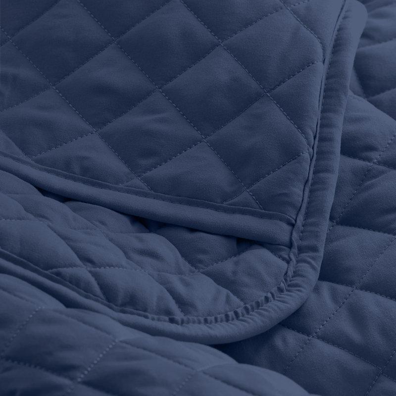 Ensemble de couvre-lit moderne et contemporain en microfibre 3 pièces , Bleu foncé