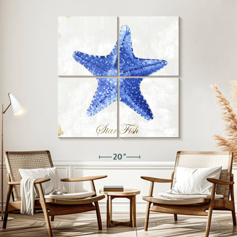 Étoile de mer bleue Brampt, H 57 po x l 57 po