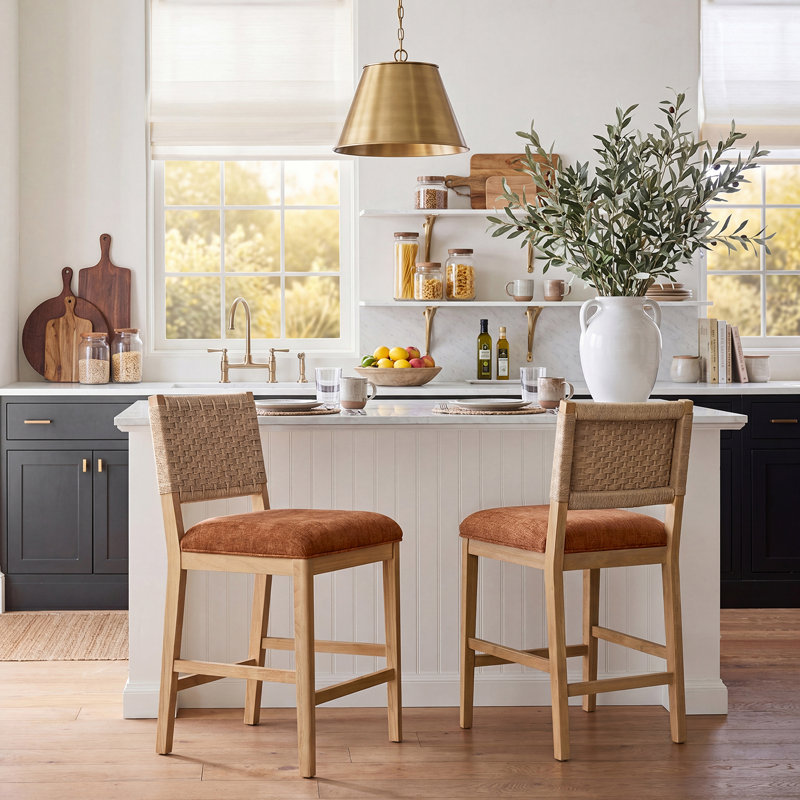 Ensemble de 2 tabourets de comptoir Helianthe, Caramel