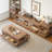Ash Wood TV Stand with Open Shelf and 3 Drawers-112774725
