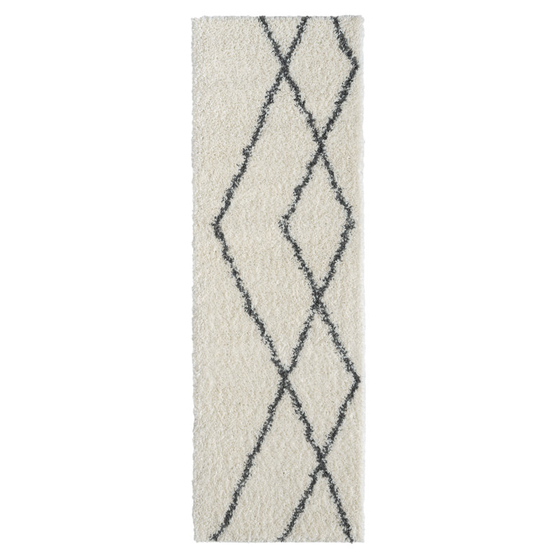 Shaggy Lush Diamond cream Rug, Runner 80 x 250cm