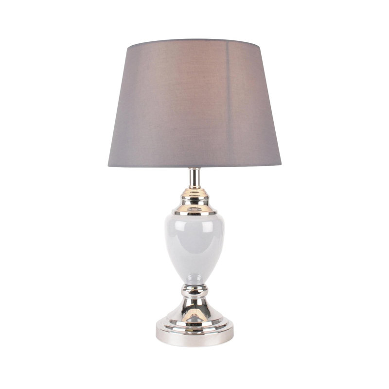 Sandin Metal Table Lamp, Grey,  Polished Chrome/White