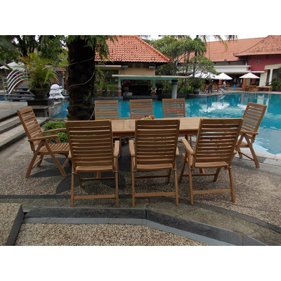 Ensemble repas 9 pièces teck luxueux Josef