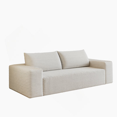 Canapé 71 po 71 po, tissu velours côtelé, sièges profonds, canapé causeuse confortable, sans assemblage, 1 pièce pour salon, chambre à coucher, salle de conférence, appartement, blanc