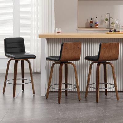 Mariea Swivel Upholstered Faux Leather Counter Stool