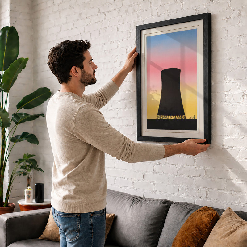 Horizon Industrial - Framed Print, A2 - 59.4 x 42.0 cm, White