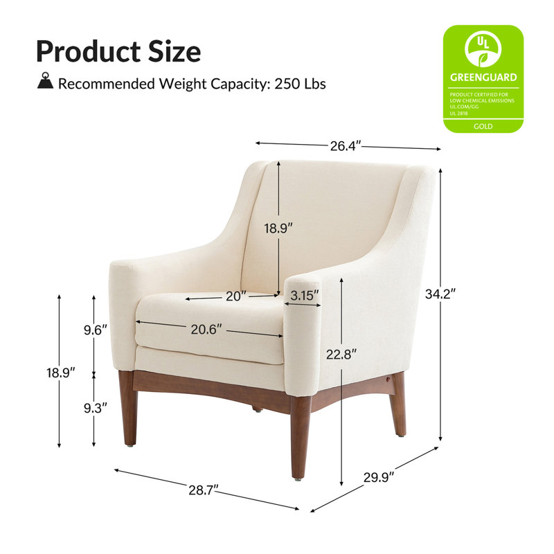 Arshanti Armchair With Solid Wood Legs, Ivory