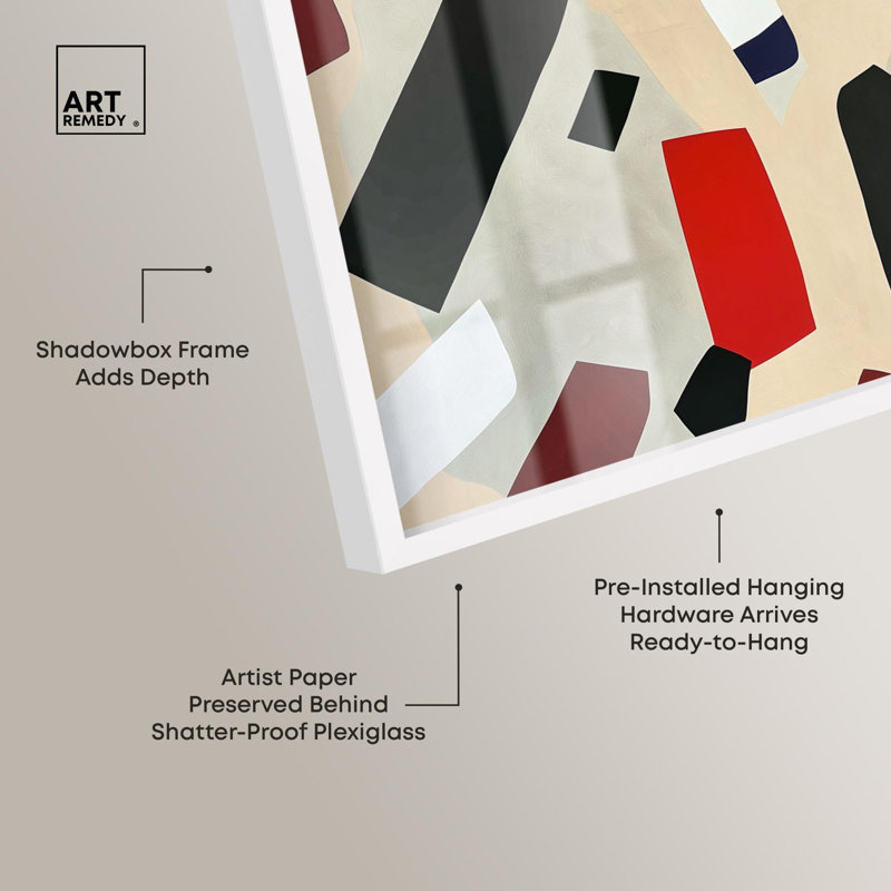 «Mindscape Mosaic III Shadowbox Print Modern Abstract» par Art Remedy, H 37 po x l 25 po, Blanc