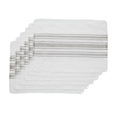 Antique White Stripe Striped Rectangle Placemat