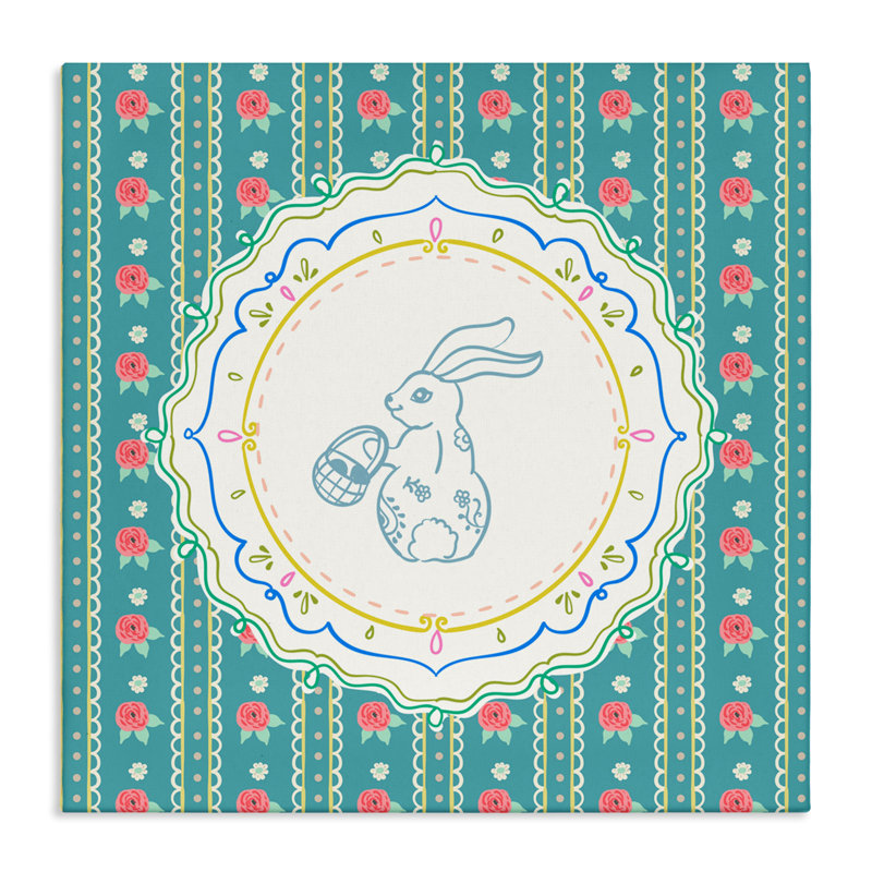 Toile de fleur avec motif de rayures de lapin, design par Angela Steahling, H 30 po x l 30 po
