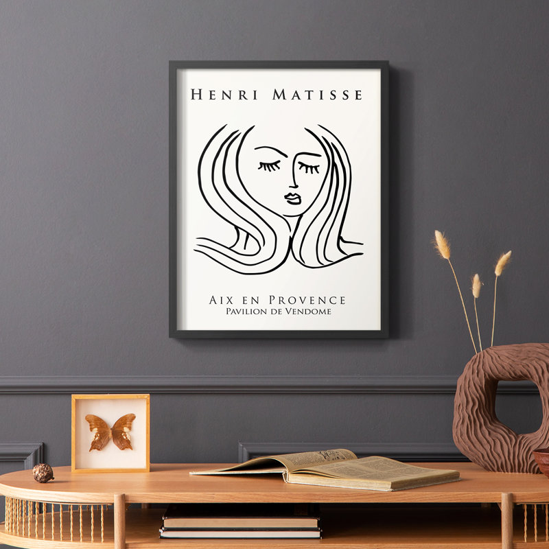 Matisse CXLVII, reproduction encadrée - bois massif, Noir, H 28 po x l 22 po