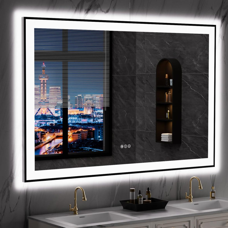 Miroir mural anti-buée, 36" x 72", Blanc2
