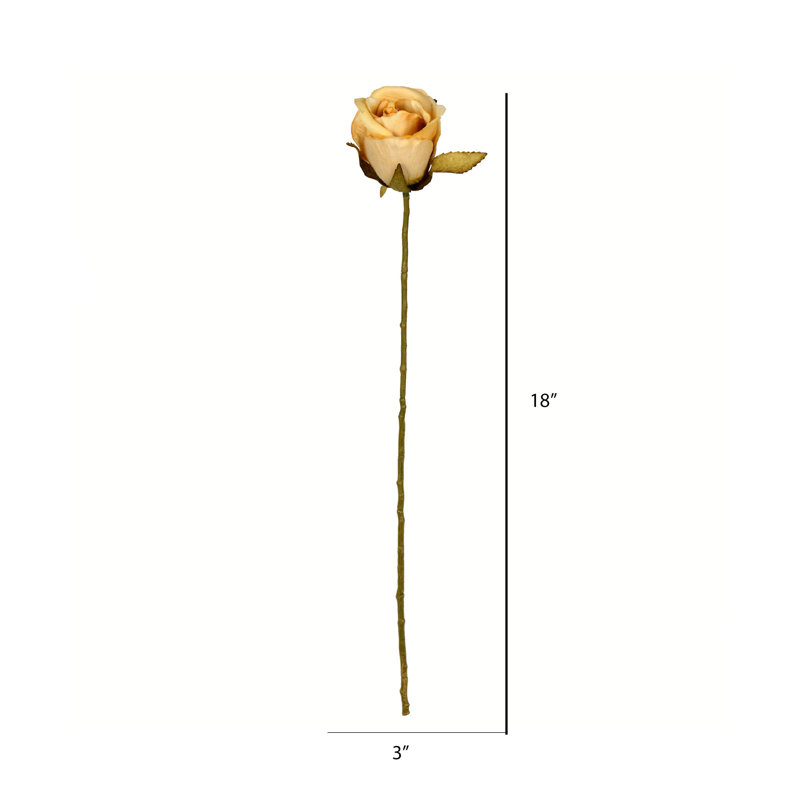 18" Artificial Rose Stem, Mustard