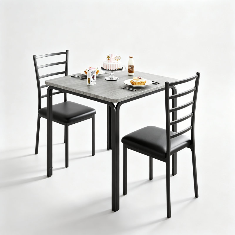 Dining Set, Gray / Black, Gray