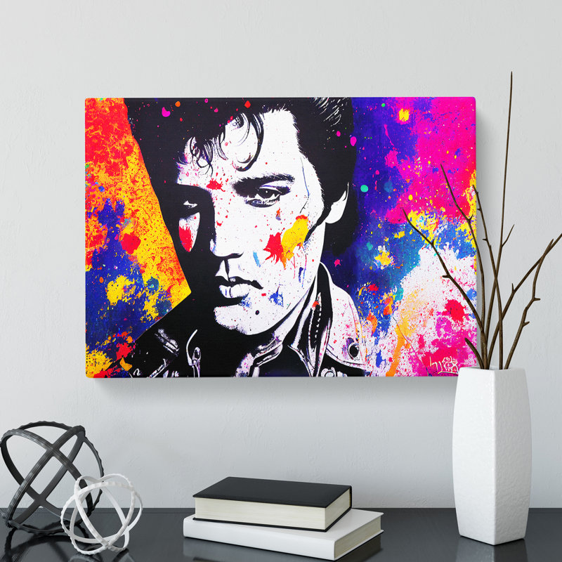 Paint Splashed Elvis Presley Vol.2 Abstract - Wrapped Canvas, 35cm H x 50cm W x 3cm D