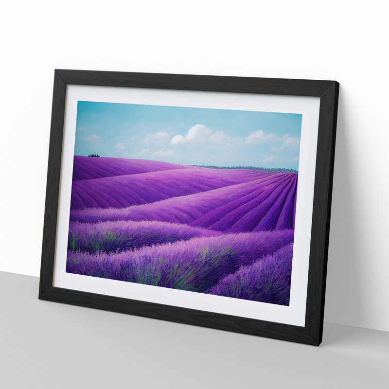 Adventurous Lavender Flower Field - Single Picture Frame Painting, Black Framed, 46cm H x 64cm W x 2cm D