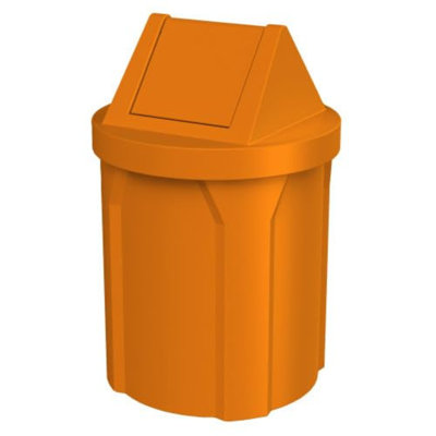Poubelle commerciale intérieure ou extérieure en plastique recyclé 42 gallons Sturdy Essentials avec couvercle pivotant facile d'accès | Idéal pour les écoles et les entreprises - Orange