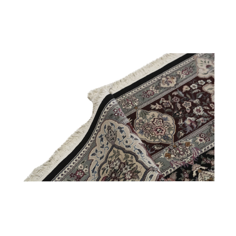 Tapis noir et vin noué à la main de haute qualité