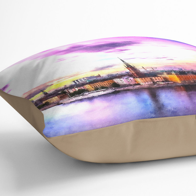 Stockholm in Sweden Cushion with Filling, 55cm H x 55cm W x 20cm D, Stone