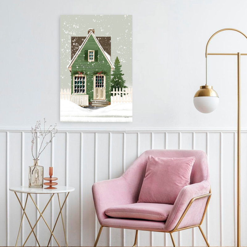 Maison de vacances abstraite, art contemporain de l'architecture hivernale, H 24 po x l 16 po
