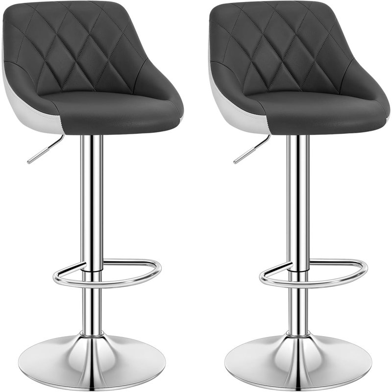 Dequay Swivel Bar Stool, Grey/White