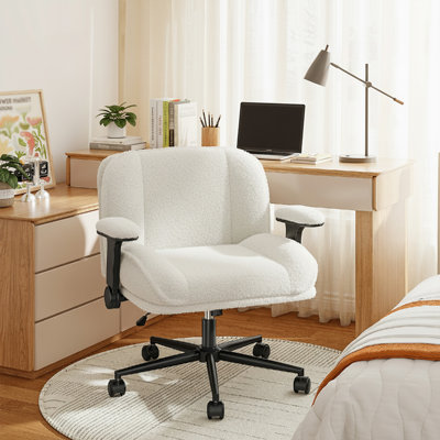 Chaise de bureau rembourrée de 28,3 po de largeur avec roulettes pour bureau à domicile, coiffeuse et dortoir