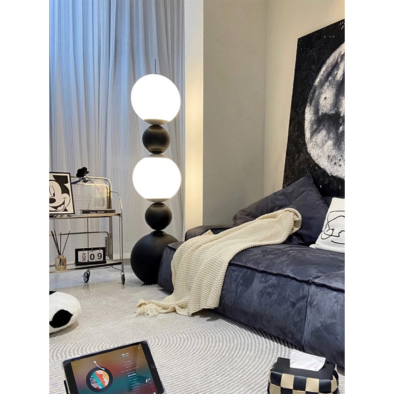 Lampe sur pied en fer forgé et acrylique de style nordique, Noir