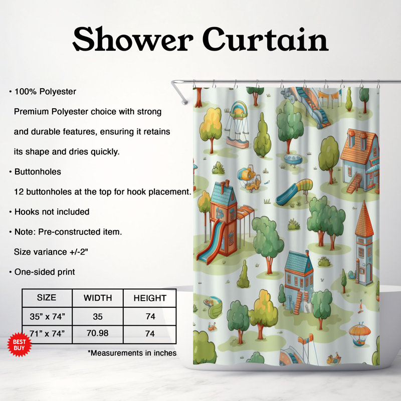Rideau de douche Play Park - Premium, H 74 po x l 71 po