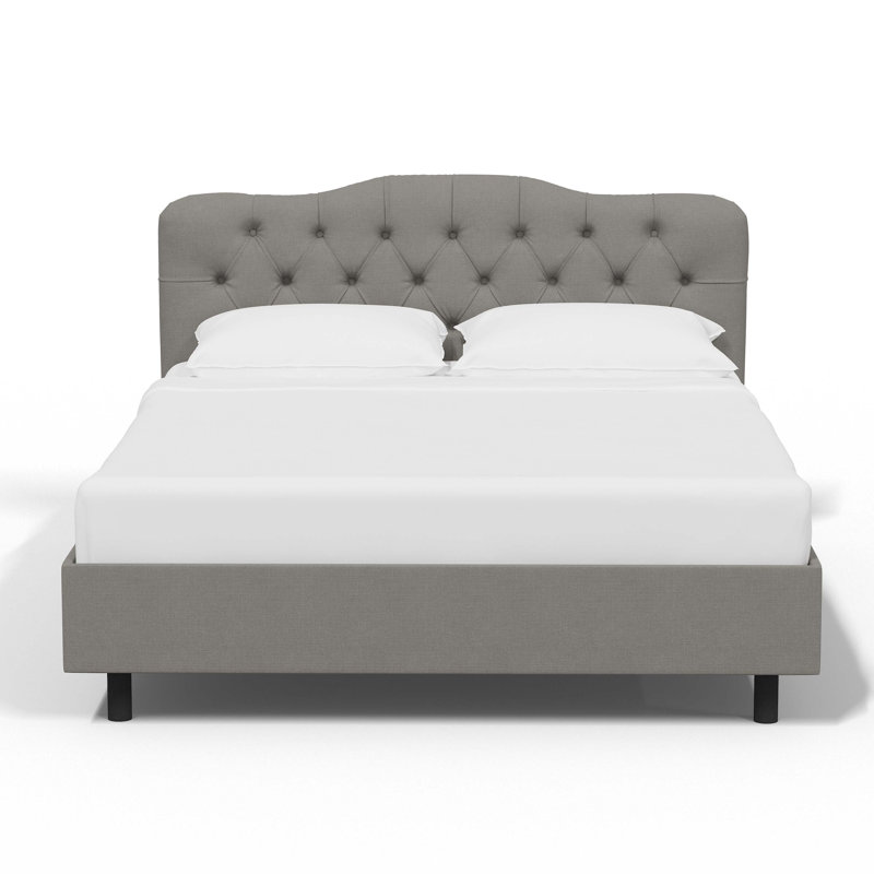 Pires Upholstered Platform Bed, Queen, Classic Grey Linen