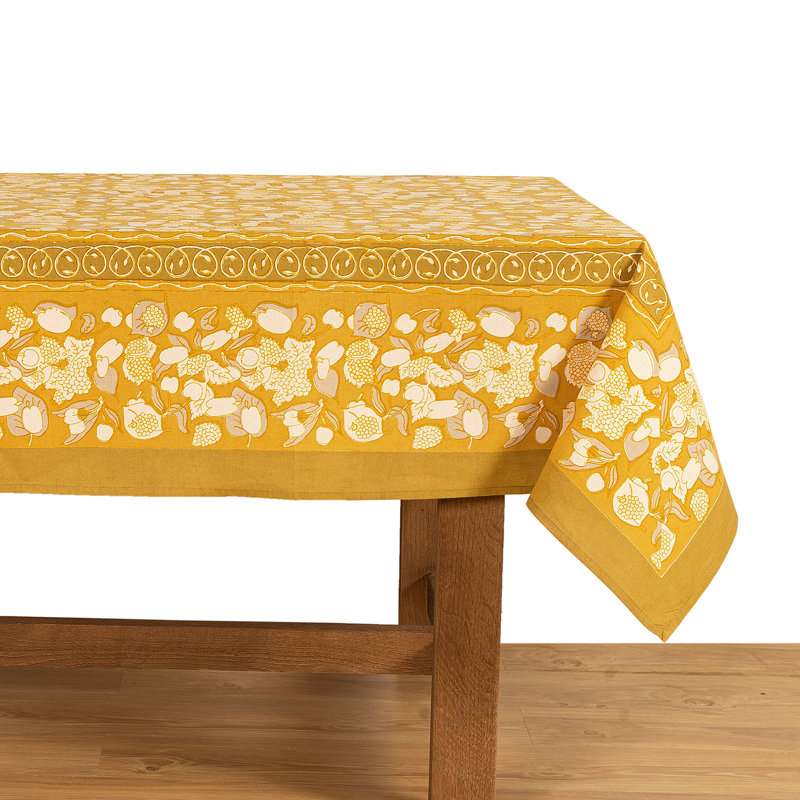 Bryssa Tablecloth, Yellow/White, 90" x 90"