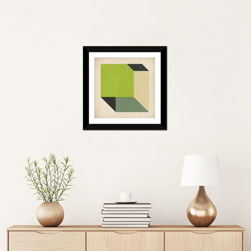Cubes xiii. v, impression sur toile tendue, Papier d'art encadré noir, Blanc, H 16 po x l 16 po x P 1 po