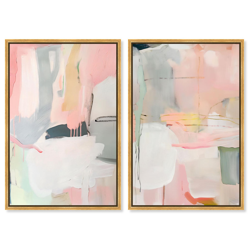 «Oasis Minimalist Room Art», ensemble de 2 impressions sur toile par , H 46 po x l 31 po, Doré