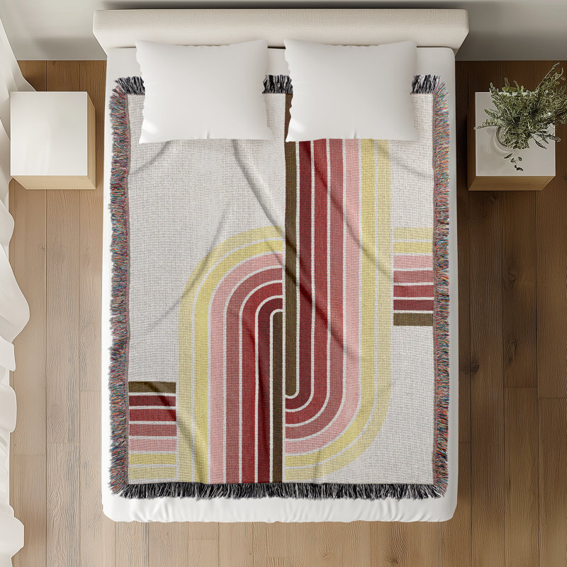 Jeté en mélange de coton Merna, Rouge, L 60 po x l 50 po