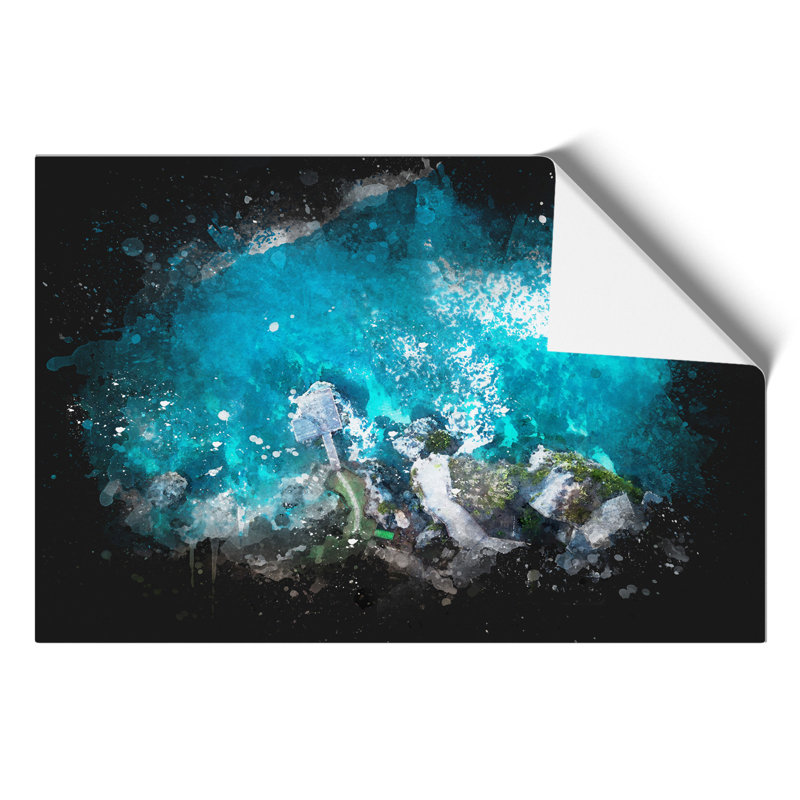 Padang Padang Island in Bali Paint Splash - Frameless Print, 21cm H x 30cm W x 0.1cm D