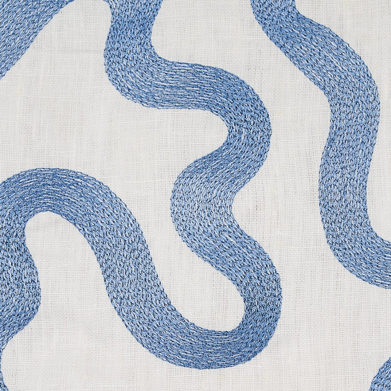 Tissu brodé Riley, Bleu marine / ivoire
