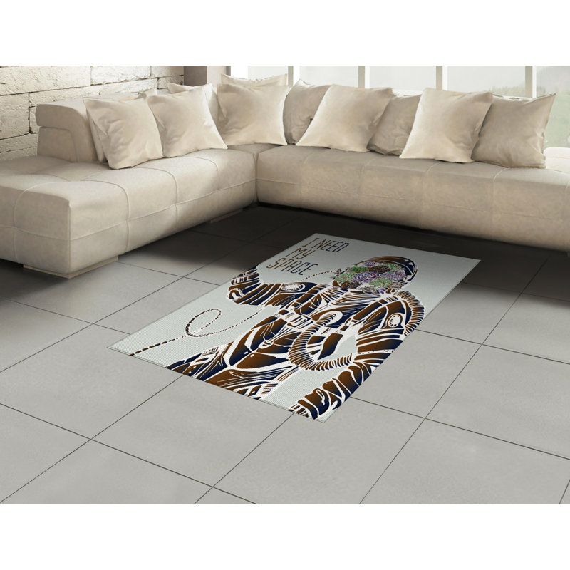 Tapis décoratif en fibre de polyester à haute densité et longue densité Outer Space, Rectangle— 4 pi x 5 pi 8 po