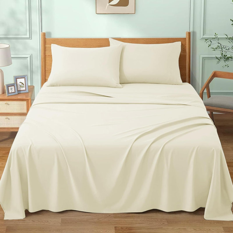My Home Store-Cotton Flat Sheet-Soft and Breathble flat sheet-Summer sale, Single (180 x 255 cm), Cream