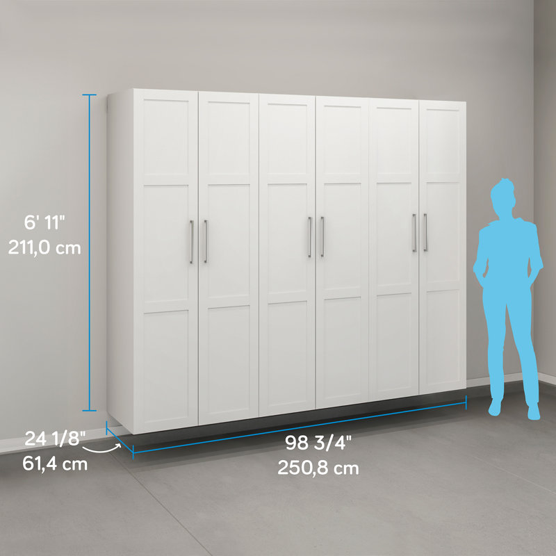 Garage Core 3 Deep Cabinetss & Doors In White, 83.07"H x 101.58"W x 24.17"D