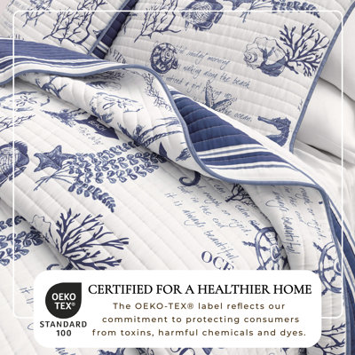 Navy Nautical Cotton Quilt Set