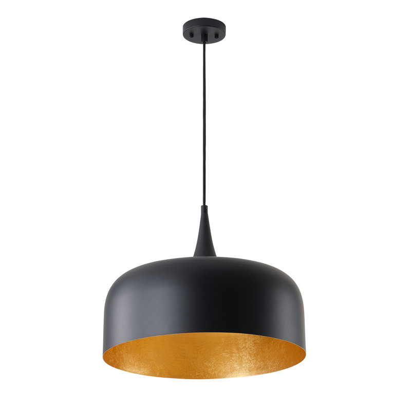 1-Black gold round dimmable iron pendant light