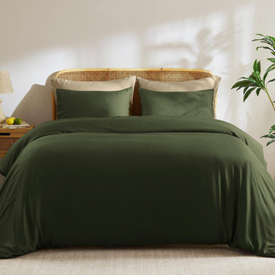 TOSMO Luxury Cooling Bamboo Viscose Duvet Cover 3-Piece Set
