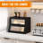 Bamboo Bread Box For Kitchen Counter,Large Capacity Bread Storage Bin,Bread Container With Acrylic Wavy Door Panel (Black, Medium)