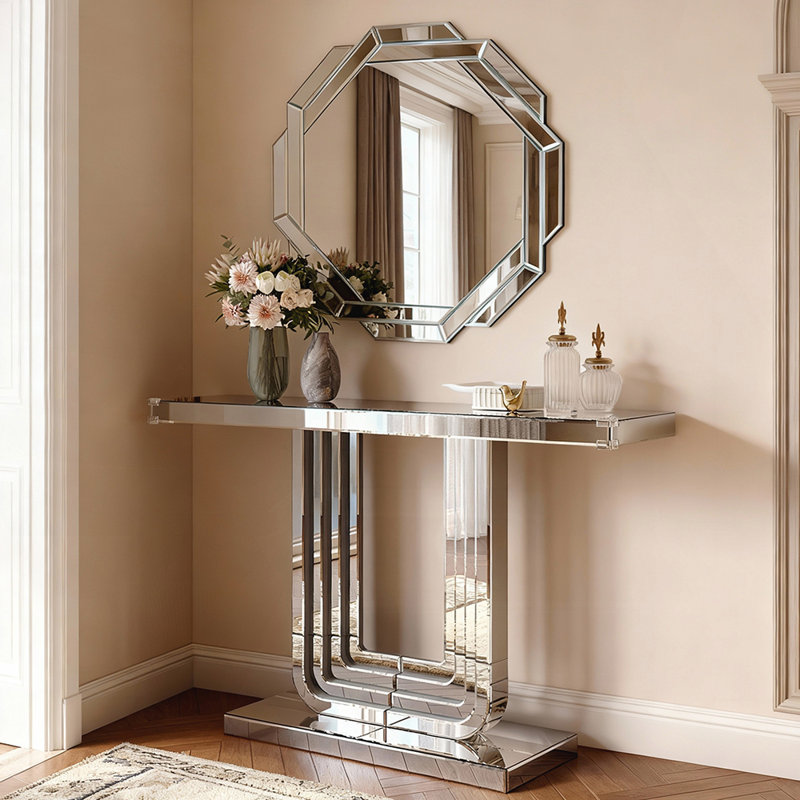 Octagonal Beveled Edge Frameless Wall Mirror for Elegant Home Decor and Enhanced Spatial Depth