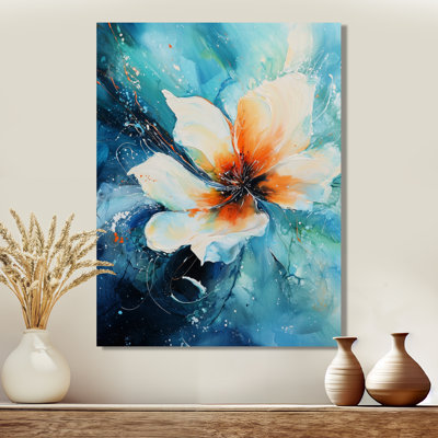 Abstract Peony On Marble River I - Floral Metal Wall Decor, Peony Metal Print