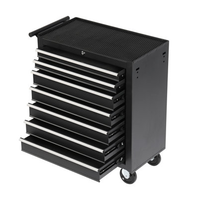 Rolling Tool Box With 7 Drawers For Workshop. Sufficient Space, Smooth Movement, Build 7 Chest Garage. Ample Storage Simple Mobility, Strong Steel Structure