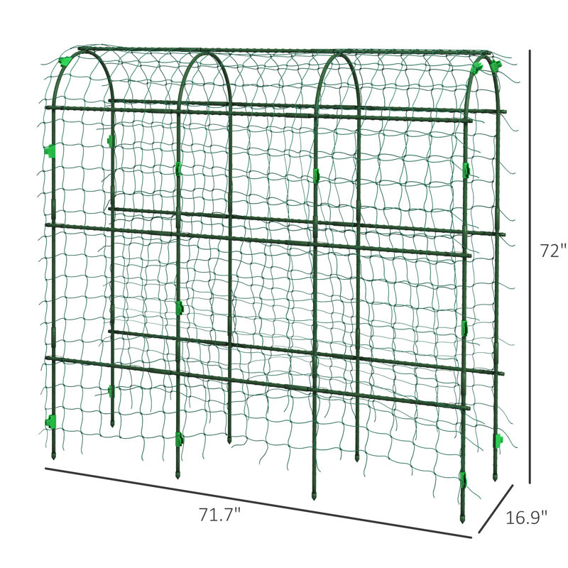 Treillis arqué pour plantes grimpantes d'extérieur, 6 pi de hauteur, structure en acier enduit de plastique, filet, concombres de culture, pois, vignes,