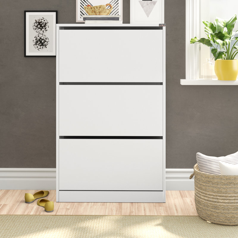 18 Pair Flip Down Shoe Storage, White